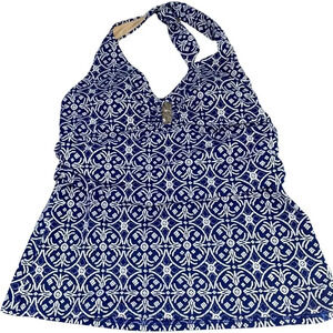 Lands End Halter Bathing Suit Top Moroccan Blue size 8 EUC
